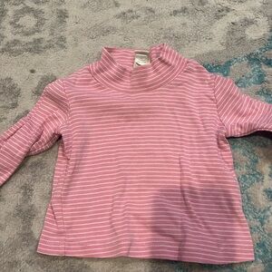 Tea Pink Striped Medium Girls Kids Shirt Mock Turtleneck Sz 18 - 24 mo